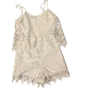 Miami brand clothing white romper lace spaghetti strap XS Bridal